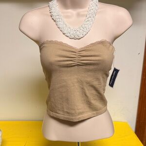 Pink Rose Tan Strapless Crop Top